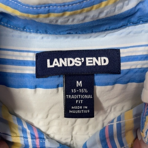 LANDS' End Pastel Striped, Casual Button Down Shirt, Size Medium - Picture 6 of 6